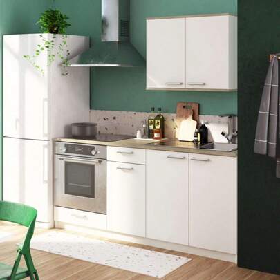 Miroytengo Cocina modular completa blanco mate y roble