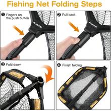 PLUSINNO Floating Fishing Net For Steelhead Salmon Fly Kayak Catfish Bass Trout Fishing Rubber Coated Landing Net For Easy Catch Release Compact Foldable For Easy Transportation Storage - 11.8"/30cmHoopSize1.0MOrange(TelescopicPole) - View 5