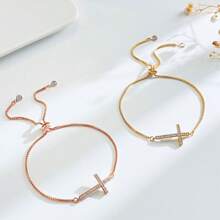 1pc Cross Bracelet, Gold & Silver Tone