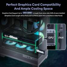 Aqua 7, Pre-Installed 6 * 120mm PWM ARGB Fan, ATX Mid Tower PC Case, Computer Case With Panoramic View Tempered Glass Front & Side Panel, Type C Port, Gaming PC Case, Black