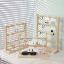 1 Stück Schmuckorganizer Ständer aus Holz mit mehreren Haken, 1 Stück eleganter Schlüsselhalter & Schmuckständer aus Holz mit Haken - multifunktionale Aufbewahrung & Organisation für den Schreibtisch, geeignet für Ohrringe, Ketten, Armbänder, Schlüssel - massiver Holzständer