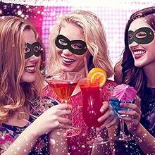 9pcs Black Felt Eye Mask & 8-Shaped Face Mask, Holiday Party Costume