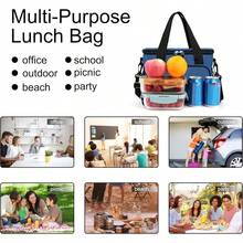 Local Shipping-Femuar Reusable Lunch Box For Men/Women - Insulated Lunch Bag Leakproof Lunchbox For Work Office Picnic Beach - Freezable Lunch Cooler Bag With Adjustable Shoulder Strap - Black - 4-Màu xanh - Xem 7