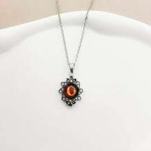 1pc Vintage Stainless Steel Chain Necklace With 26pcs Flame Shaped Letter Pendant