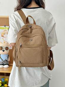 大容量背包多功能时尚男女通用旅行包，2025年新款 - 棕色 - 查看 4