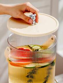 1pc Large Capacity Plastic Beverage Dispenser With Valve - Fruit Strainer Cold Drink Cup For Juice, Tea, Cold Brew Coffee - Easy Pumping System, Home Beverage Basin For Restaurants, Hotels And Homes, Etc.