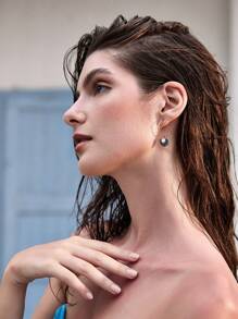 Tropiscape The New Hot Boho Style Faux Pearl Shell Pendant C-Shaped Earrings Vacay Vibes Vacation Relax Autumn Christmas Christmas Winter Christmas Gifts