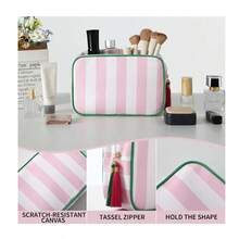 Customized Embroidered Striped Tassel Cosmetic Bag, Personalized Embroidered Name Organizer Pouch, Zipper Makeup Bag, Travel Toiletry Bag, Travel Essentials, Multi-Functional, Decorative, Lettering, Fashion, Modern, Colorful, Cute, Casual, Customized, Personalized, Unique, Custom-Made, Ideal Gift For Him, Ideal Gift For Her, Customized Children's Bags And Luggage ,Travel Organizer - Multicolor - View 7