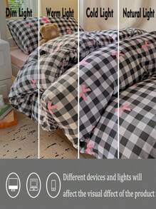 Juego de ropa de cama de 3 piezas con estampado rosa, juego de ropa de cama suave para dormitorio de niños/niñas, que incluye 1 funda de edredón y 2 fundas de almohada, sin relleno, lavable a máquina