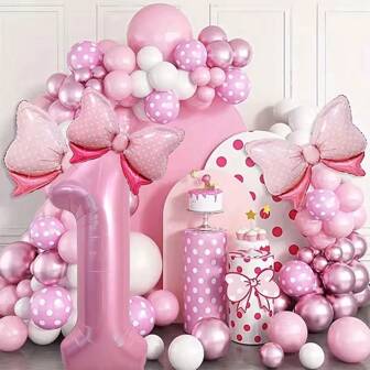 40 Inch Number 0-9 Balloon With Bow Pink Happy Birthday Jumbo Number Balloon For Daughter Birthday Decorations Party Supplies