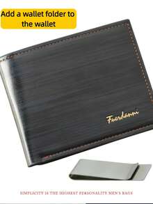 One-Piece/Light Coffee/Dark Coffee/Blue With Stainless Steel Wallet New Men's Wallet Short Glossy Wallet Fashionable Loose-Leaf Soft Leather Daily Essential - Multicolor - View 13