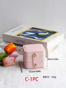 TONVIC 1PC/2PCS/3PCS Mini Portable Travel Minimalist Leather Jewelry Storage Box Ring Necklace Earring Organizer Display Gift Box - Pink - View 19