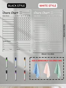 1pc Large A3 Size Acrylic Magnetic Whiteboard (6pcs Magnetic Whiteboard Markers! Random Color 1pc Eraser Cloth!!) Magnetic Acrylic Dry Erase Board, Strong Magnet Planner Memo Fridge Sticker Transparent Message Board,For School Supplies,Back To School - Multicolor - View 5