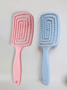 3支/2支/1支装 女孩蓬松按摩猪鬃大号弯头梳套装，镂空马卡龙色发梳，必备发梳，美发造型工具，护发产品及配件，适合美容旅行和美发沙龙使用，适用于头发护理和造型