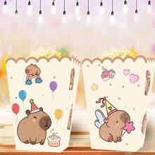 6 Pcs Capybara Popcorn Box Birthday Party Popcorn Box Boxes Candy Cookie Container Decorations Gifts Birthday Party Supplies