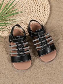 Un par de sandalias planas de moda para niños, nuevas sandalias de playa para niños 2025, sandalias de estilo bohemio, sandalias brillantes con diamantes y coloridas, adecuadas para vacaciones al aire libre, piscina, fiestas y uso escolar