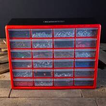 Stalwart 24 Plastic Drawers Organizer Compartment Storage Desktop And Wall Mount Container For Hardware Parts Crafts Beads And Tools Red - 24bin - View 4