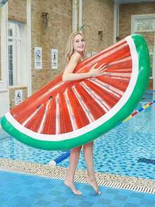 1pc Inflatable Pineapple Design Float, Adult Water Seat, Vacation Photo Prop, Large Watermelon Swimming Ring Floating Bed Chair, Suitable For Vacation And Water Leisure, Beach Essentials, Beach Accessories, Pool Float - Multicolor - View 7