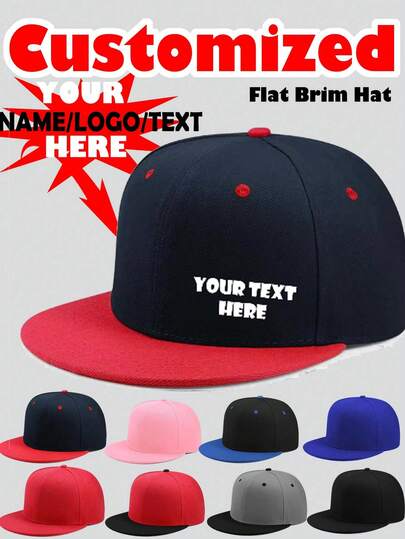 Gorra visera plana de colores lisos personalizada para hombres y mujeres, estilo callejero de hip-hop, adecuada para uso diario en verano y otoño, viajes, playa, vacaciones. Sombrero de sol con estilo juvenil Y2K