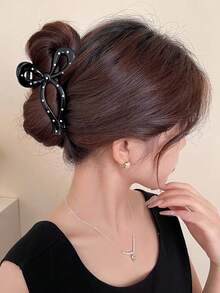 2 件/1 件 4.3 英寸蝴蝶结波尔卡圆点轻质塑料发夹，适合女士，时尚多功能高端优雅简约发爪夹，适合日常休闲、派对、通勤、度假、马尾辫、发型设计、洗脸/头发、化妆、服装配饰