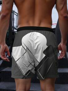 1 Stück Herren modische, locker sitzende 3D Grafik Muster Shorts mit Kordelzug, leicht und atmungsaktiv, lässiger Heim-Stil, geeignet für Straße, Laufen, Wandern, Reisen, Strand, Party & Urlaubsgeschenke