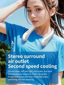 AIRPROSSING 1个便携式颈挂风扇，空调降温颈挂风扇，USB充电，大容量电池，3档风速，无叶风扇，适合夏季室内外使用 - 新款6 - 查看 5