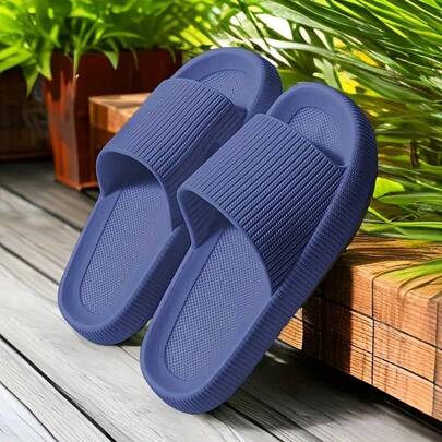 Unisex Thick-Sole EVA Slippers, Minimalist Design, Comfortable & Non-Slip For Indoor, Bathroom, Soft And Lightweight For All Seasons