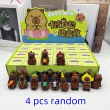 1pc/4pcs Capybara Plush Animal Mystery Blind Box Pendant Accessory, Cute Small Gift For Back To School, Gift Suitable For 14 Years Old And Above For Holiday Party, Birthday, Festival, Cartoon Toy Surprise