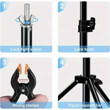 NEWKS Photo Video Studio 2x2m/ 6.5x6.5Ft (WxH) Adjustable Background Stand Backdrop Support System Kit With Carry Bag 4 Spring Clamps - Black - View 3