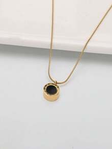 Mặt dây chuyền hình tròn khắc chữ số La Mã, chất liệu thép không gỉ, kiểu dáng thời trang punk, trang sức phổ biến, quà tặng cá nhân hóa. - Vàng - Xem 3