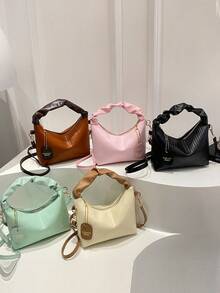 新款纯色纹理竖条纹女包新款小众设计单肩斜挎包外贸百搭包包女