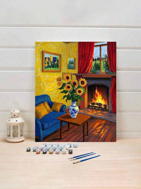1 Set Sunflower Art DIY Painting By Numbers Kit, Unframed Adult Crafts Artwork For Bedroom And Wall Decor, Simple & Fun Painting Method Without Drawing Skills, Fulfill Your Artist Dream, Immerse In The Colorful World, Self-Expression In Every Stroke, Romantic Gift For Family And Friends, Holiday Gift, 40*50CM