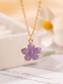 1pc Fashion Personalized Minimalist Floral Pendant Necklace, Suitable For Daily Decoration And Wearing, Makes A Great Gift For Family, Friends, Classmates, And Girls