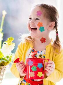 1000 piezas/500 piezas Rollo de pegatinas con flores láser de 4 estaciones para niños - 8 pegatinas autoadhesivas con formas de flores de colores, con patrones de paletas de hielo y rosas, de material PET, muy adecuadas para sobres, diarios, decoración de cumpleaños, bodas y fiestas, etiquetas adhesivas con diseños de dibujos animados láser, etiquetas decorativas para papelería de oficina, pegatinas de sellado