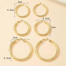 3 Pairs Minimalist Design Smooth Hoop Earrings,Fashionable & Elegant, Suitable For Daily Wear