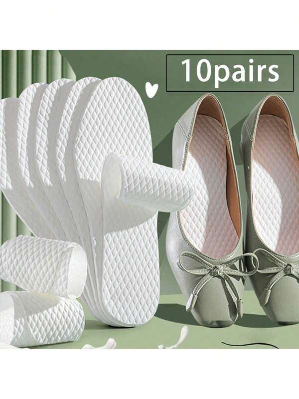 10pairs Sweat Absorbent Odor Resistant Breathable Barefoot Ultra Thin Foot Pad For Male & Female, Summer, Wood Pulp Insole For High-Heel Shoes, Shoes And Boots Accessories Boy Valentine Heart Women's Valentine