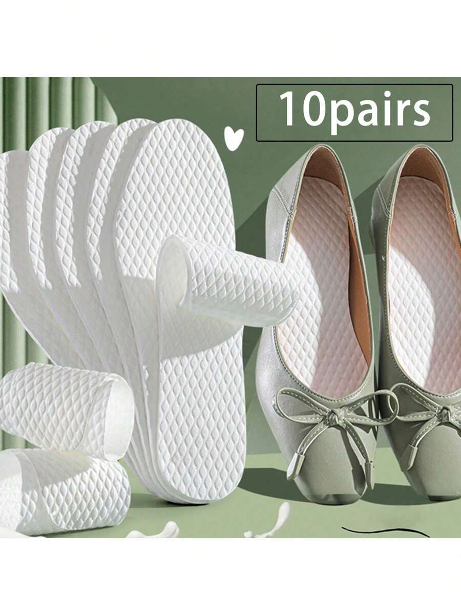 10pairs Sweat Absorbent Odor Resistant Breathable Barefoot Ultra Thin Foot Pad For Male & Female, Summer, Wood Pulp Insole For High-Heel Shoes, Shoes And Boots Accessories Boy Valentine Heart Women's Valentine