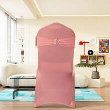 50PCS Premium Stretch Milk Silk Chair Bow Ties Adjustable Elastic Bands With Slider Buckles For Weddings, Banquets & Special Events. - Hồng nhạt - Xem 2