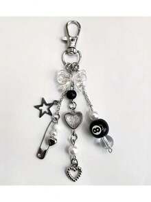 1pc Handmade Resin Bead Keychain - Punk Style, Women's Fashion Accessory Lobster Clasp Pendant, Car Decor, Bag Charm, Cute Gothic Y2K