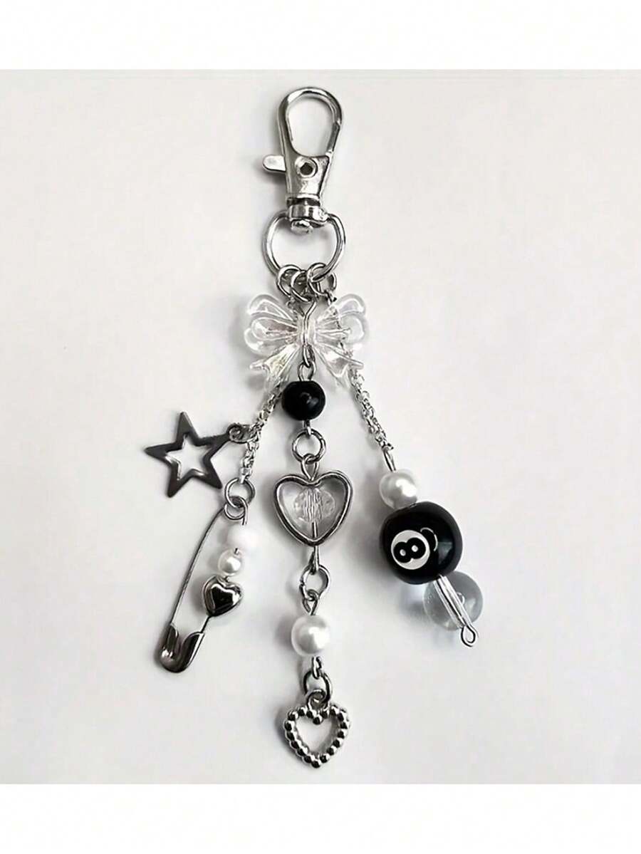 1pc Handmade Resin Bead Keychain - Punk Style, Women's Fashion Accessory Lobster Clasp Pendant, Car Decor, Bag Charm, Cute Gothic Y2K