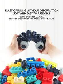 Soft Rubber Building Blocks For Toddlers 3+, Large Choking-Proof Blocks | Squeeze & Stack Educational Toys | 18/26/32PCS Baby Gift,For Back-To-School Season, Halloween, Christmas - Large Particle Soft Plastic Building Blocks - View 4