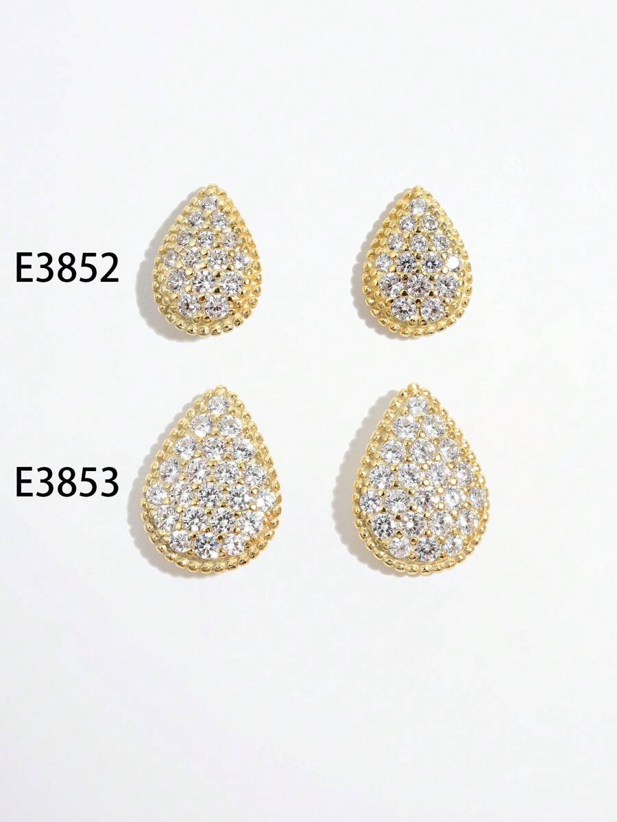 Vaerine 1 对优雅时尚的 925 银锆金向日葵形耳钉，适合女性聚会和礼物 - 金色 - 查看 1