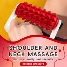 1pc Red Hand-Held Manual Massage Roller For Leg Muscle Relaxation, Plastic Material Suitable For Home Use, Home Fitness Accessory