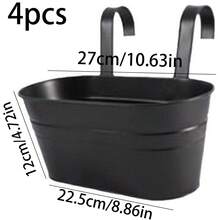 4 Stücke schwarze Metall-Pflanzenhängetöpfe, geeignet für Balkon, Garten, Wanddekoration, für Sukkulenten, kleine Blumen wie Petunien, Zinien verwendbar - Verschiedenfarbig - Übersicht 12