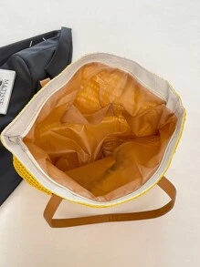 1 pieza Bolso de tela tejido de diseño recién lanzado, adecuado para ir al trabajo, viajar, salidas diarias, vuelta al colegio de estudiantes, regalo para una cita, minimalista y elegante, de gran capacidad y versátil para llevar al hombro o en la mano para damas
