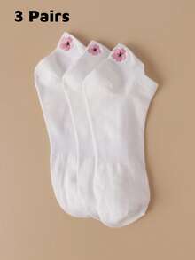 1/3/5/6/10双女士梅花刺绣纯色柔软透气防滑护跟袜隐形袜适合夏季日常穿着