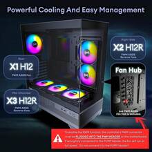 Aqua 7, Pre-Installed 6 * 120mm PWM ARGB Fan, ATX Mid Tower PC Case, Computer Case With Panoramic View Tempered Glass Front & Side Panel, Type C Port, Gaming PC Case, Black