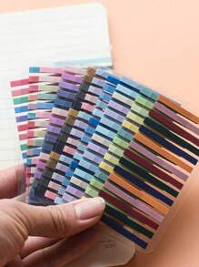 Set mit 7 Streifen, je 300 Blatt, insgesamt 2100 dünne durchsichtige PET-Aufkleber, Etiketten und Plastiktags für Schüler zum Aufkleben auf Schulbücher. Geeignet für Schulmaterialien und Schulanfang-Materialien.