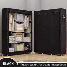 71" Portable Closet Wardrobe Clothes Rack Storage Organizer With Shelf Black/Gray/Blue - màu đen - Xem 1