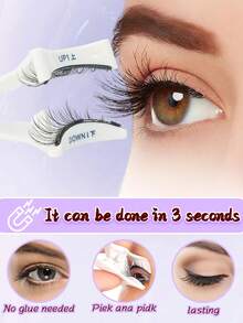 1 对磁性睫毛，自然外观，猫眼，可重复使用磁性睫毛，带涂抹器，无需胶水磁性睫毛磁性睫毛套装，易于佩戴和取下